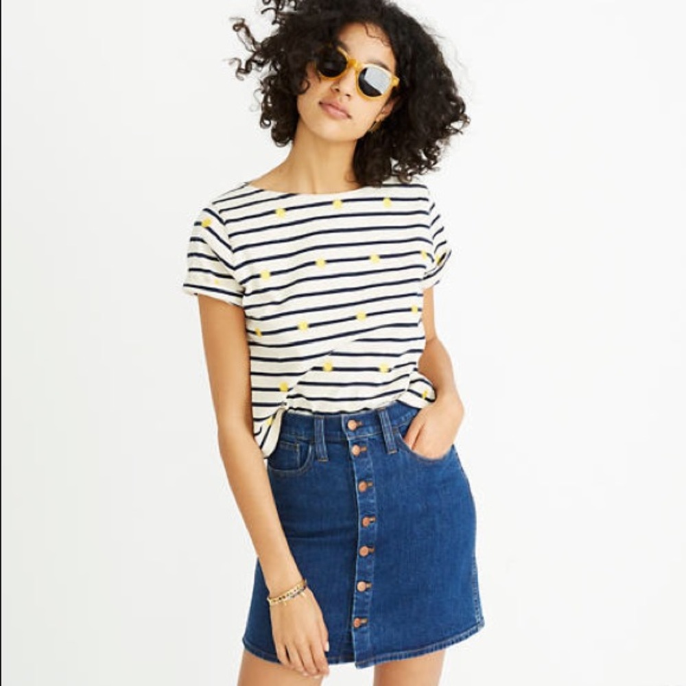 Sz 32 Madewell Denim Stretch Button Mini Skirt